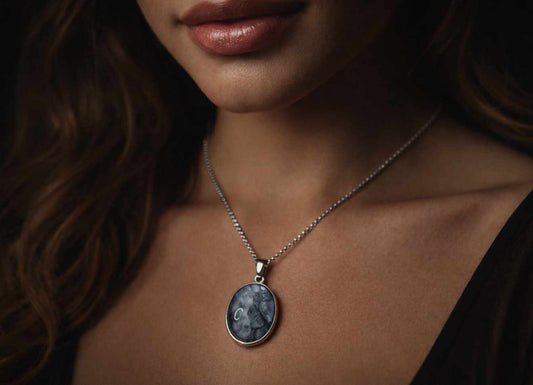 Handmade Fluid Art Oval Pendant Necklace With Chain. Hypoallergenic. One Of A Kind.