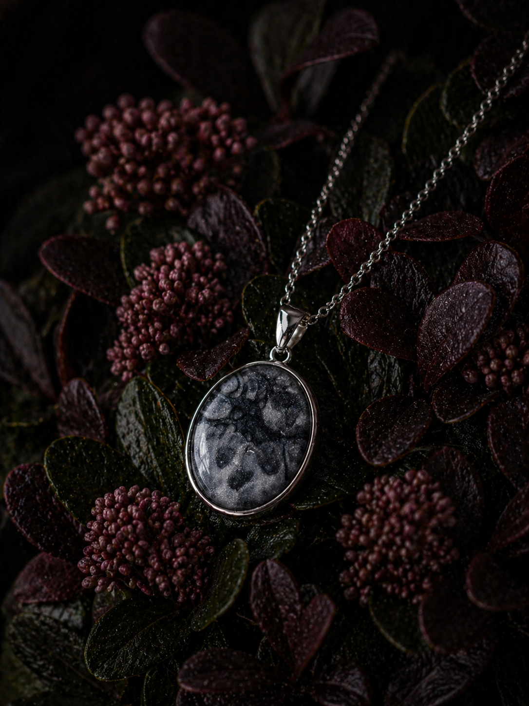 Handmade Fluid Art Oval Pendant Necklace With Chain. Hypoallergenic. One Of A Kind.