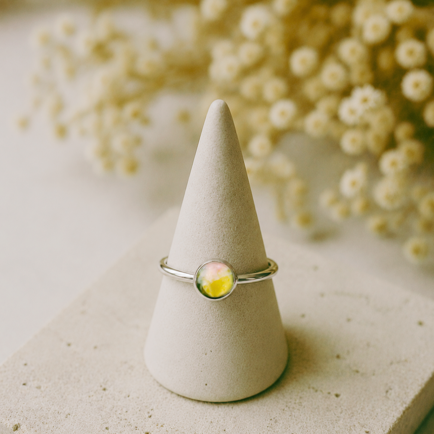 Handmade Hypoallergenic Hand-Painted Stainless Steel Adjustable Ring. One of a Kind.