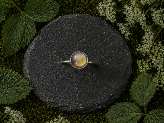 Handmade Hypoallergenic Hand-Painted Stainless Steel Adjustable Ring. One of a Kind.