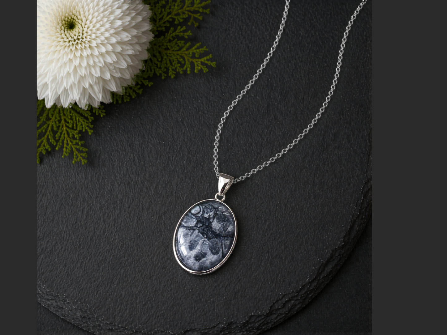 Handmade Fluid Art Oval Pendant Necklace With Chain. Hypoallergenic. One Of A Kind.