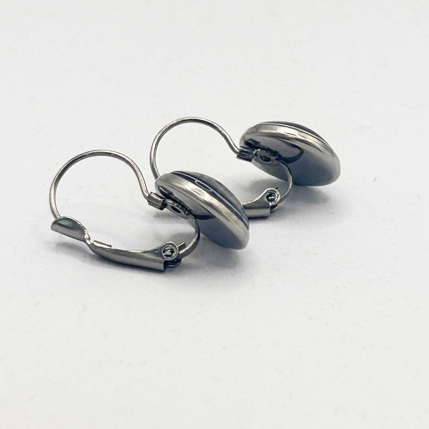 Handmade Hand-Painted Hypoallergenic Fluid Art Huggie Style Earrings. Unique. One of a Kind.