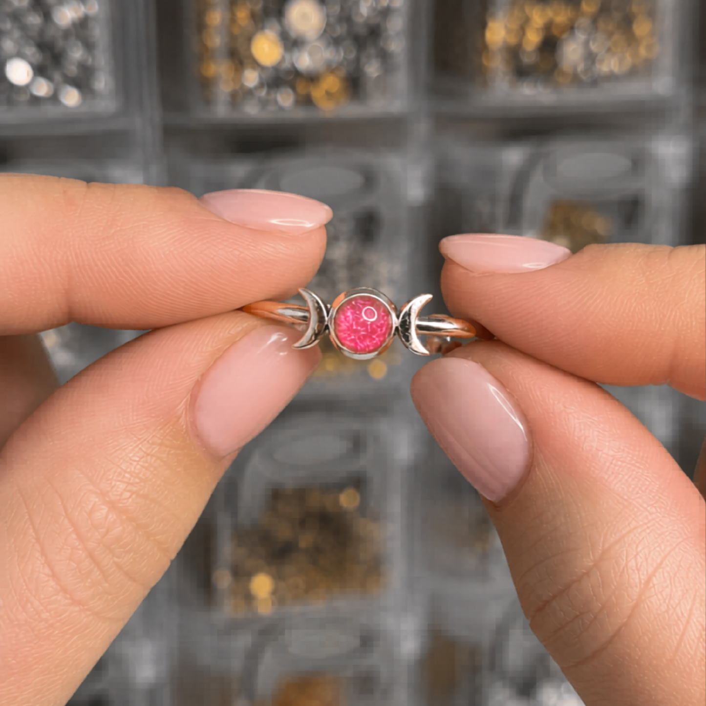 Handmade Hypoallergenic Stainless Steel Moon Ring. One of a Kind